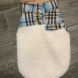 NWT pet jacket with Sherpa- plaid